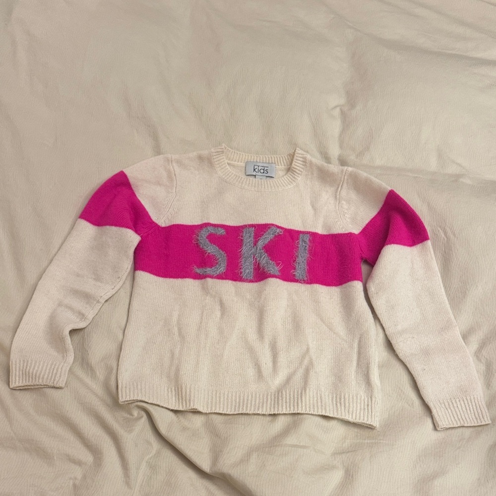 Autumn Cashmere Cream with Pink/Grey Kids Sweater